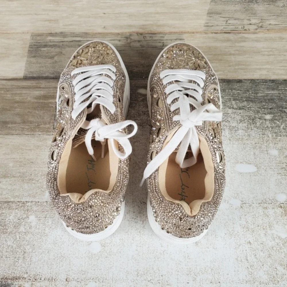 Betsey‎ Johnson Lenon Womens Shoes Sz 6 M Light Gold Platform Lace Up